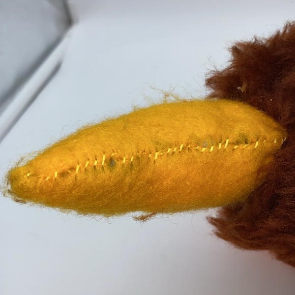 Vintage Hand Made Plush Stuffed Toy Yellow Horns Brown Orange Body with Tail - Picture 5 of 12